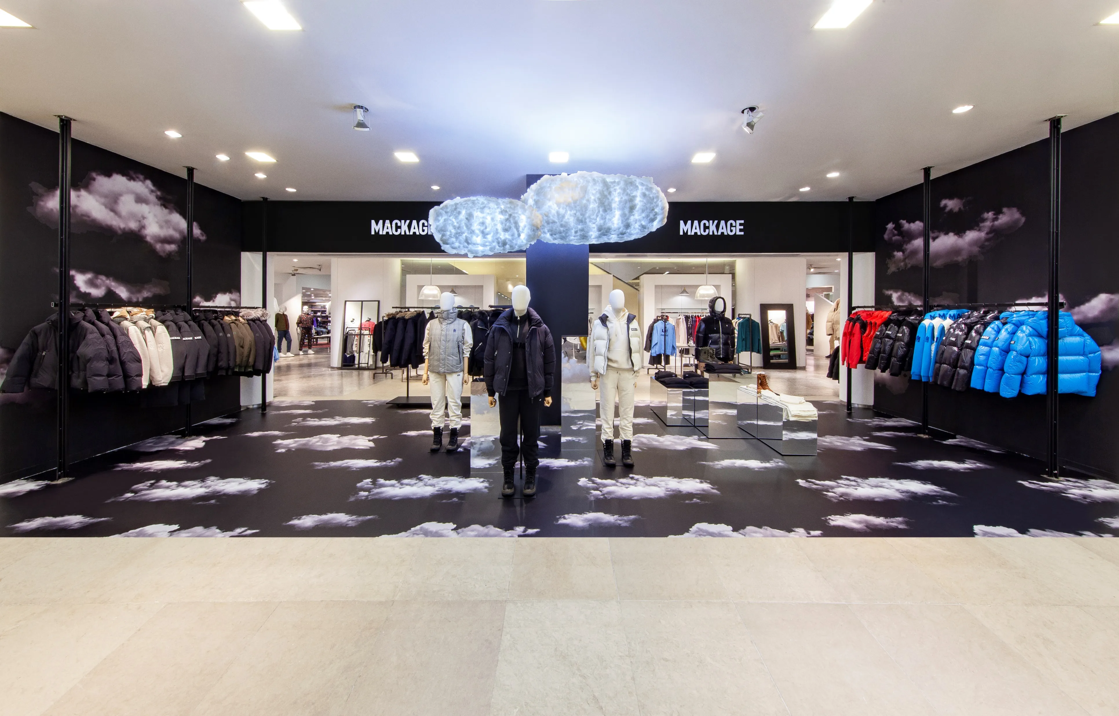 Mackage Men's atrium at Saks Fifth Avenue in New York, NY