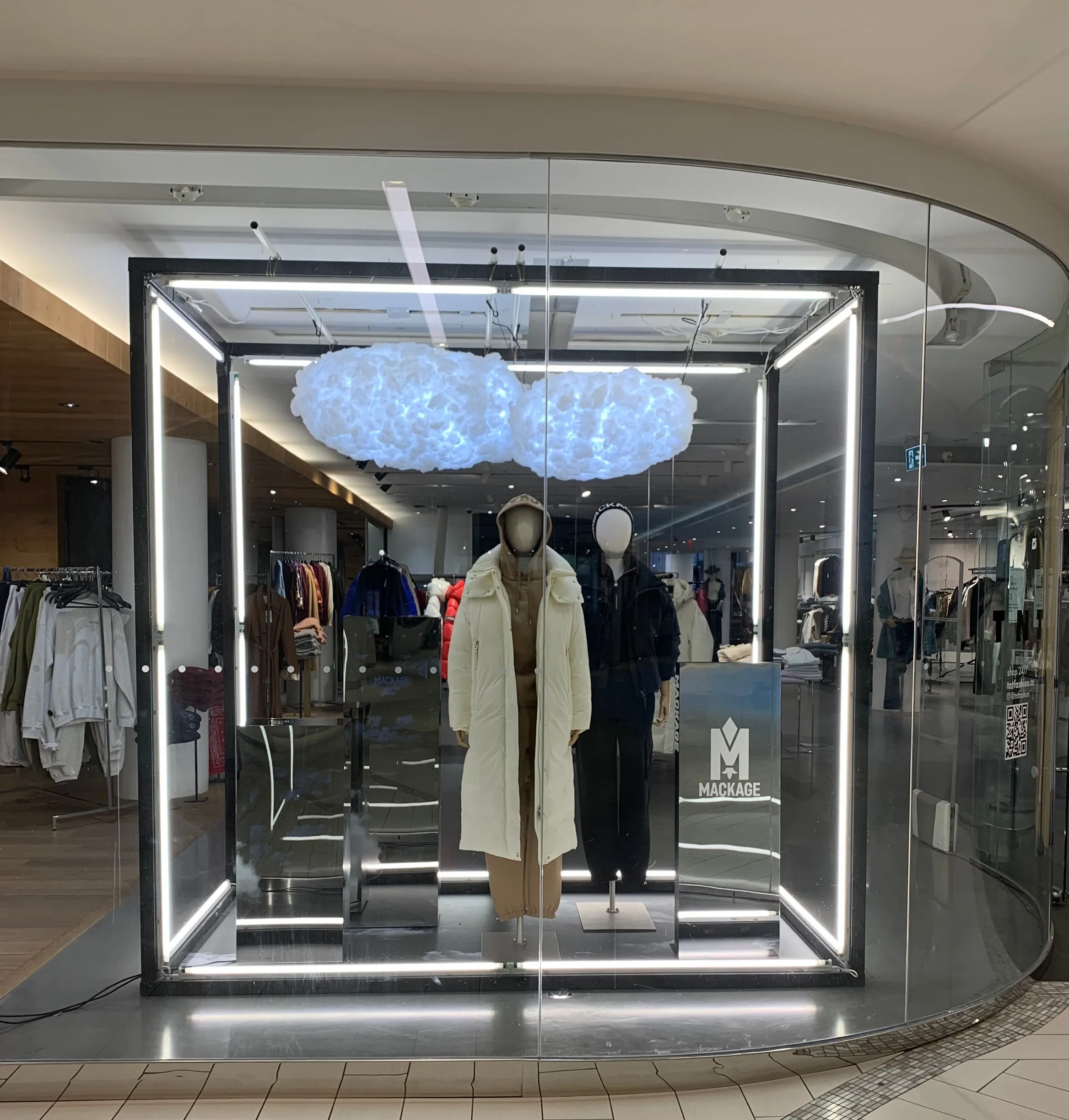 Mackage Women's & men's windows at TNT in Toronto, ON